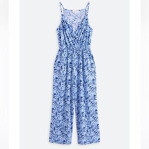 Gilli Mimi Spaghetti Strap Jumpsuit Blue Leaf Print Jumpsuit LP New With Tags‎